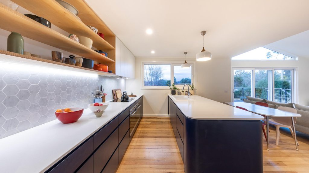 Sunlit kitchen with north facing glazing in a completed Edward Robert Builders home in Canberra